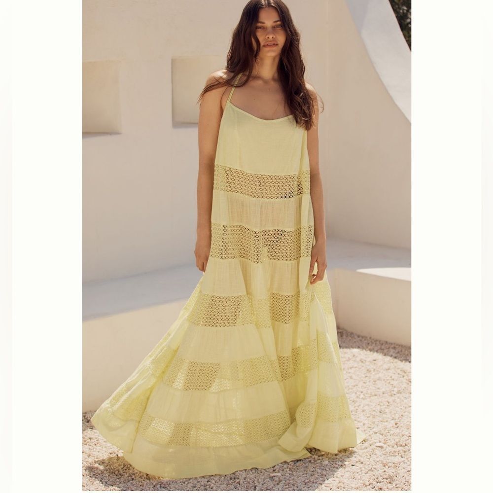 Anthropologie Sheer Lace Tiered Midi Dress - Picture 3 of 4